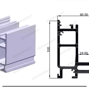 هندریل شیشه گیر پایین آلومینیومی (BTS) سایز 108*56.10