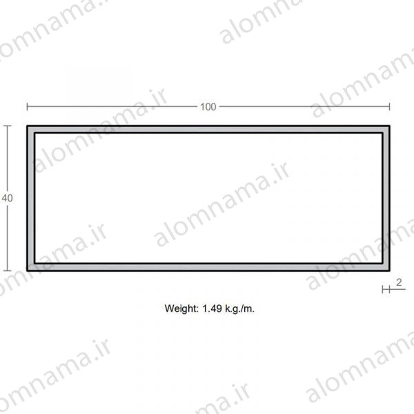 پروفیل قوطی آلومینیوم 2×40×100