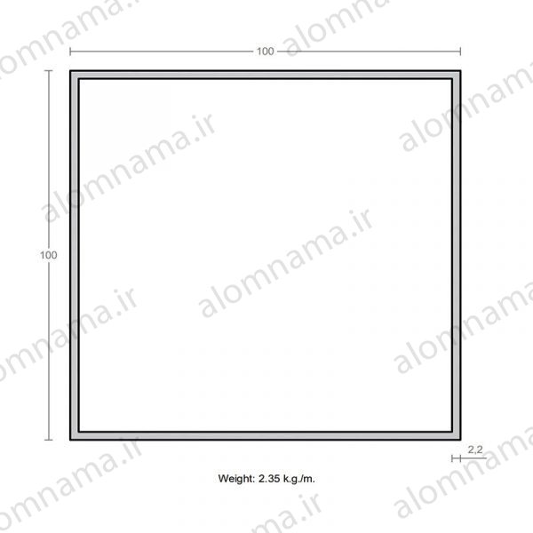 پروفیل قوطی آلومینیوم 2.2×100×100