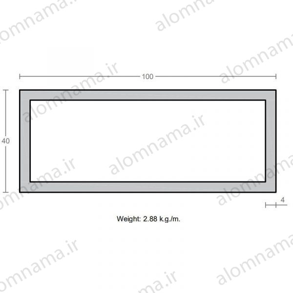 پروفیل قوطی آلومینیوم 4×40×100