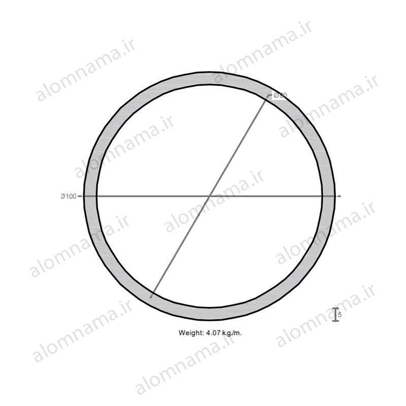 لوله آلومینیومی به قطر خارجی 100mm و ضخامت 5mm