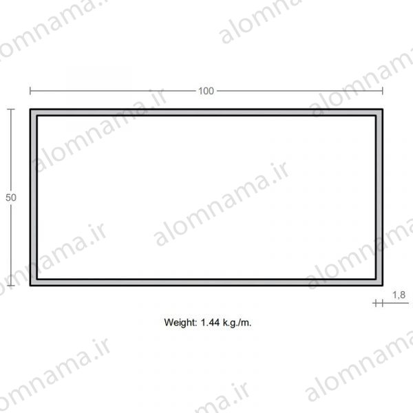 پروفیل قوطی آلومینیوم 1.8×50×100