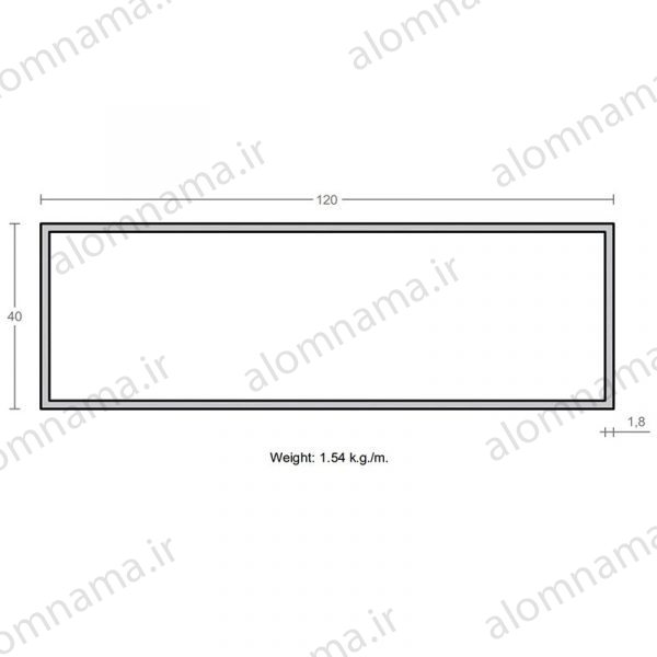 پروفیل قوطی آلومینیوم 1.8×40×120