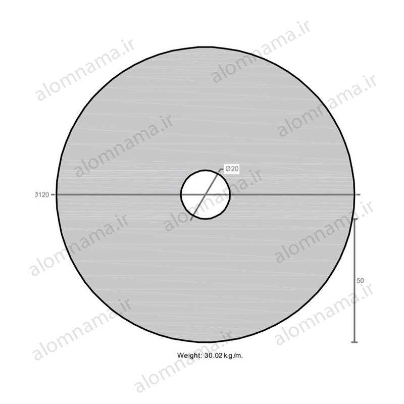 لوله آلومینیومی به قطر خارجی 120mm و ضخامت 50mm