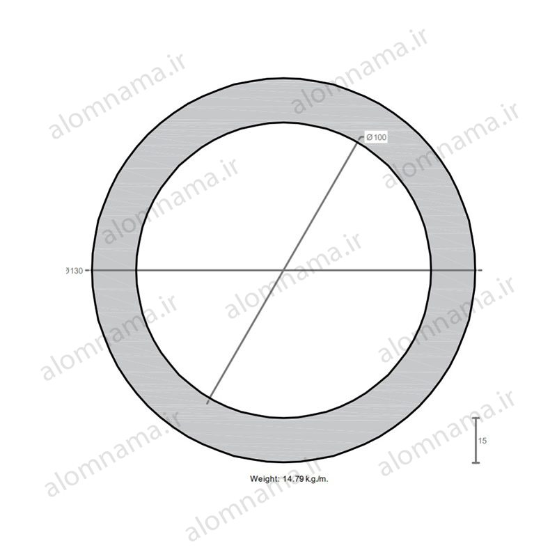 لوله آلومینیومی به قطر خارجی 130mm و ضخامت 15mm