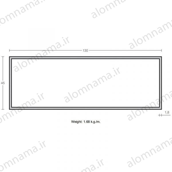 پروفیل قوطی آلومینیوم 1.8×45×130