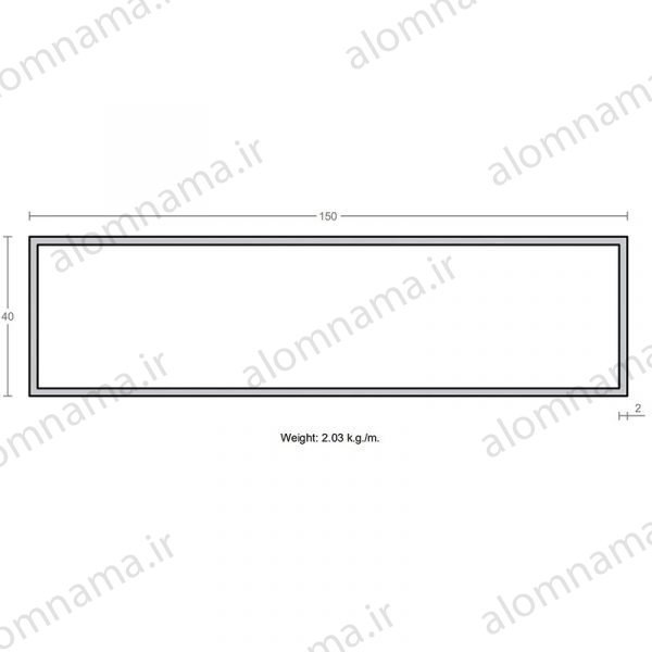 پروفیل قوطی آلومینیوم 2×40×150