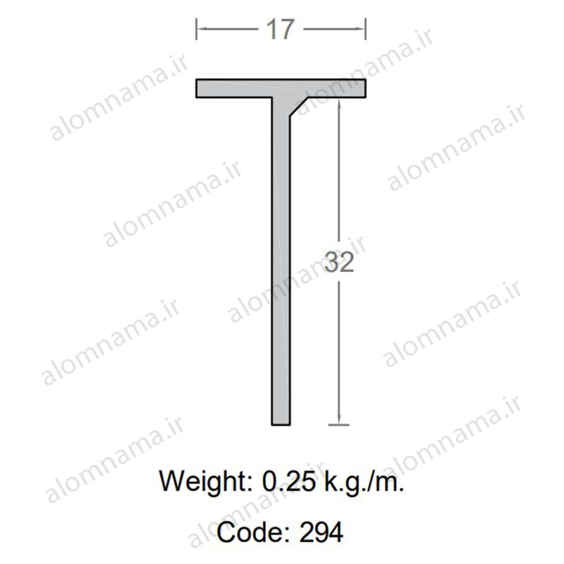 پروفیل سپری آلومینیوم 32×17