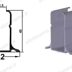پاسار شیشه پافیلی آلومینیومی سایز 42×45
