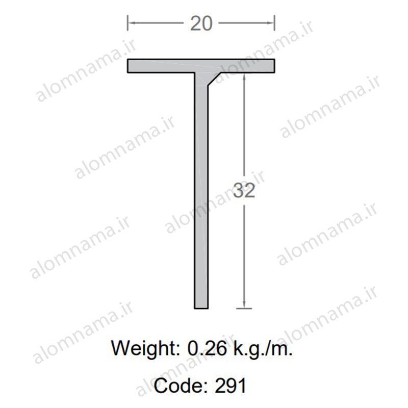 پروفیل سپری آلومینیوم 32×20