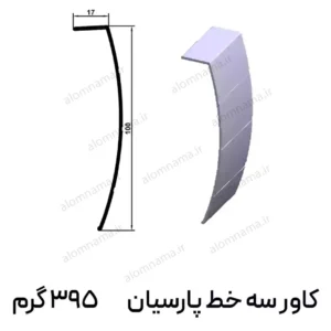 ریل کاور شیشه سه خط آلومینیومی پارسیان سایز 17×100