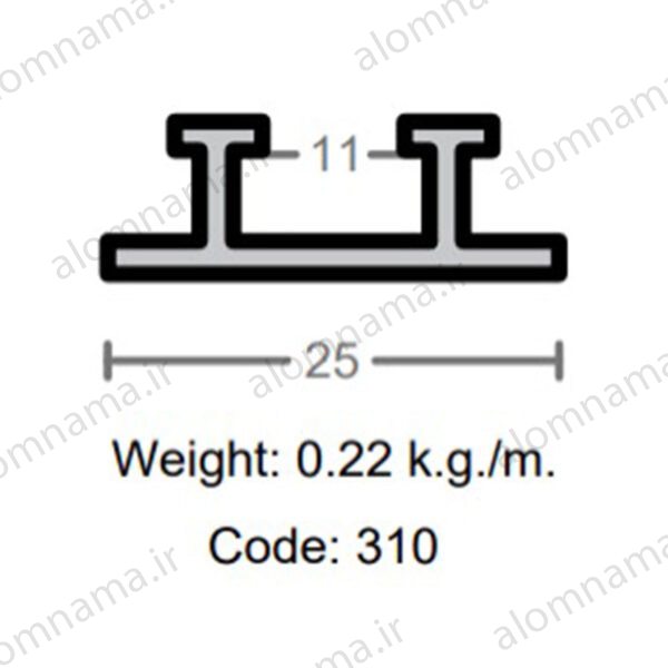 ناودانی آلومینیوم 11×25 a