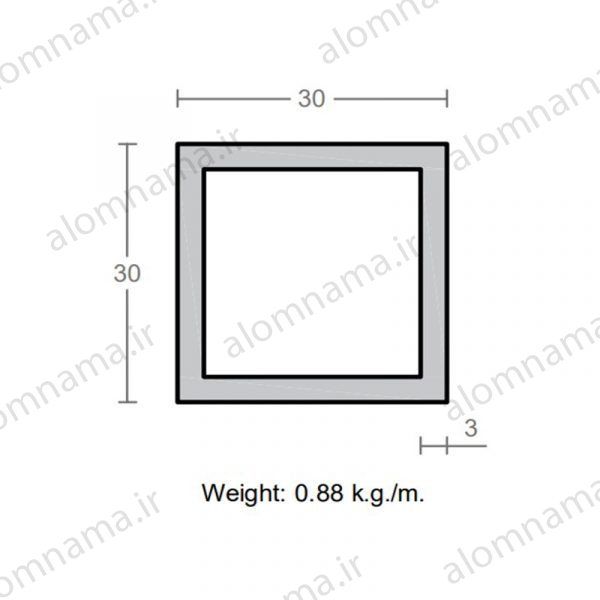 پروفیل قوطی آلومینیوم 3×30×30