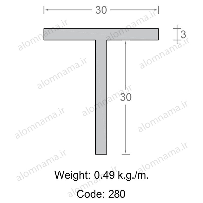پروفیل سپری آلومینیوم 3×30×30