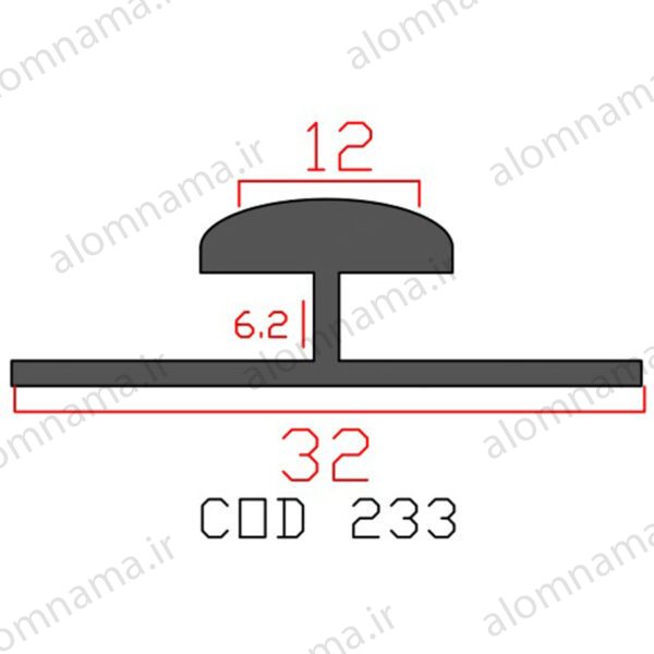 پروفیل اچ آلومینیوم 12×6.2×32