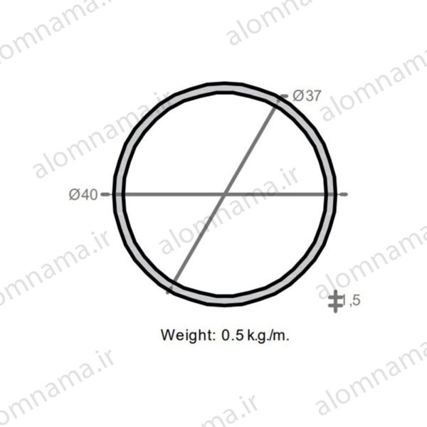 لوله آلومینیومی به قطر خارجی 40mm و ضخامت 1.5mm