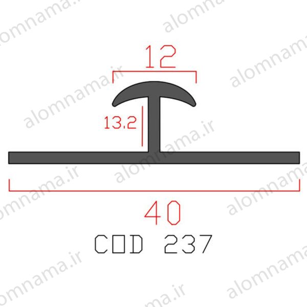پروفیل اچ آلومینیوم 12×13.2×40