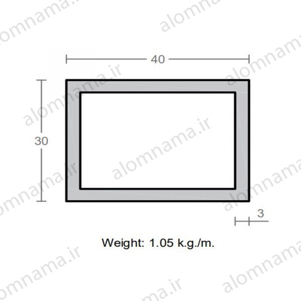 پروفیل قوطی آلومینیوم 3×30×40