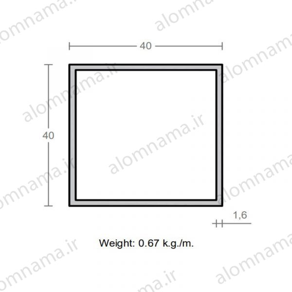 پروفیل قوطی آلومینیوم 1.6×40×40