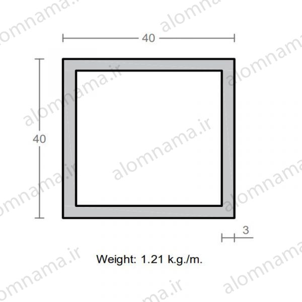 پروفیل قوطی آلومینیوم 3×40×40