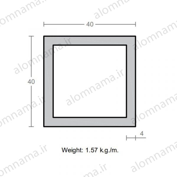 پروفیل قوطی آلومینیوم 4×40×40