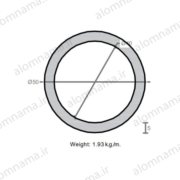 لوله آلومینیومی به قطر خارجی 50mm و ضخامت 5mm