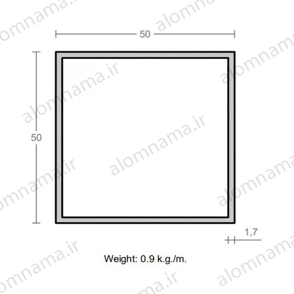 پروفیل قوطی آلومینیوم 1.7×50×50