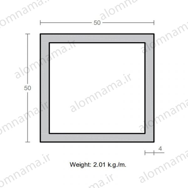 پروفیل قوطی آلومینیوم 4×50×50