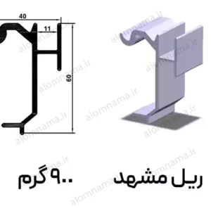 ریل کاور شیشه آلومینیومی مشهد سایز 40×60