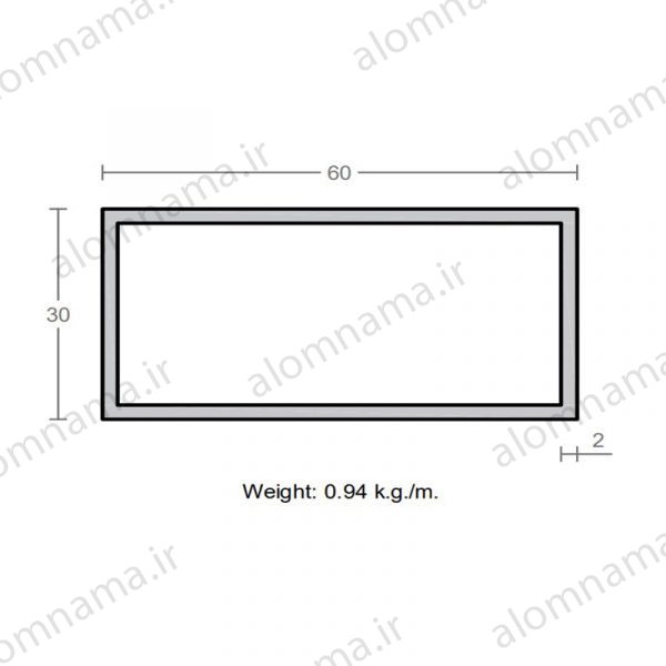 پروفیل قوطی آلومینیوم 2×30×60