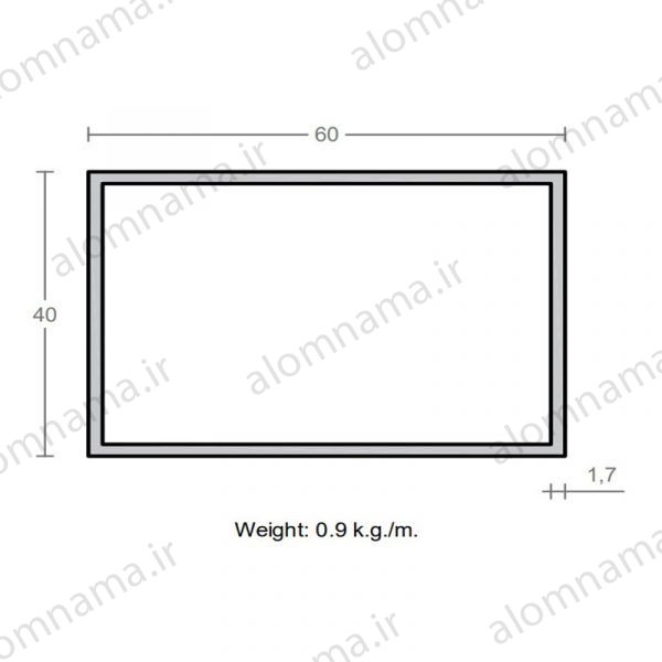 پروفیل قوطی آلومینیوم 1.7×40×60