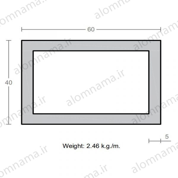 پروفیل قوطی آلومینیوم 5×40×60