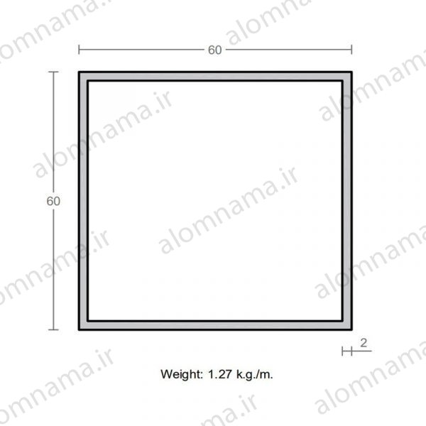 پروفیل قوطی آلومینیوم 2×60×60