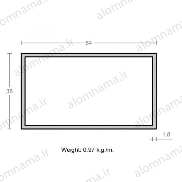 پروفیل قوطی آلومینیوم 1.1×20×30