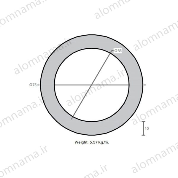 لوله آلومینیومی به قطر خارجی 75mm و ضخامت 10mm