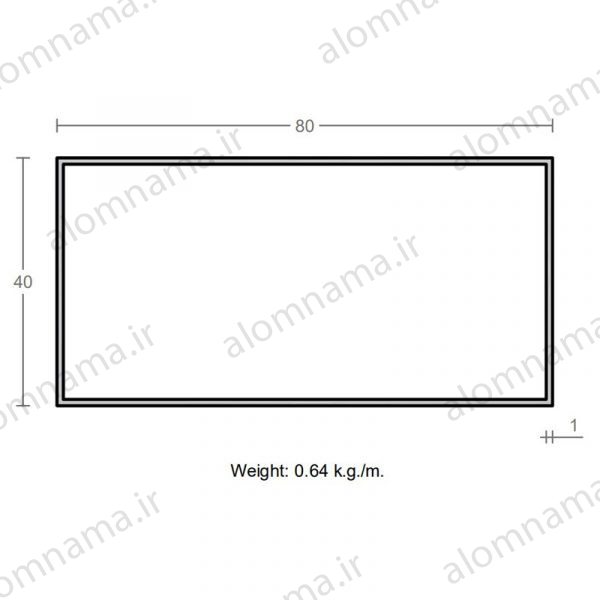 پروفیل قوطی آلومینیوم 1×40×80