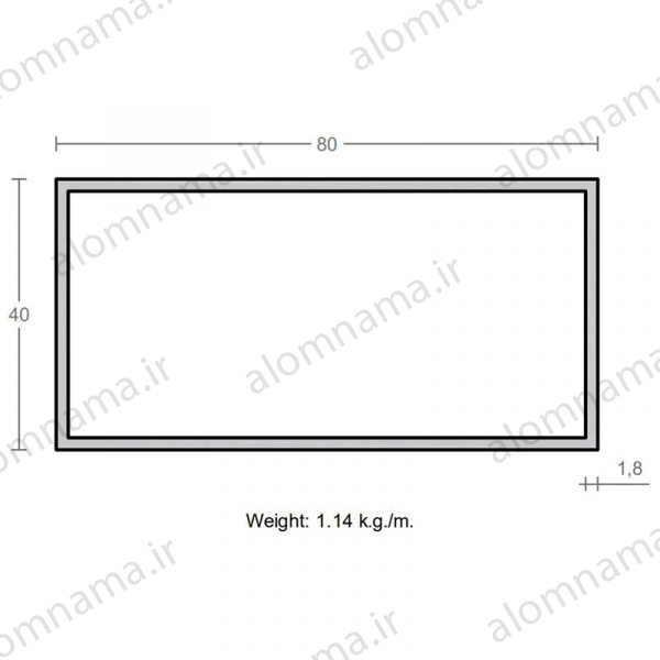 پروفیل قوطی آلومینیوم 1.8×40×80