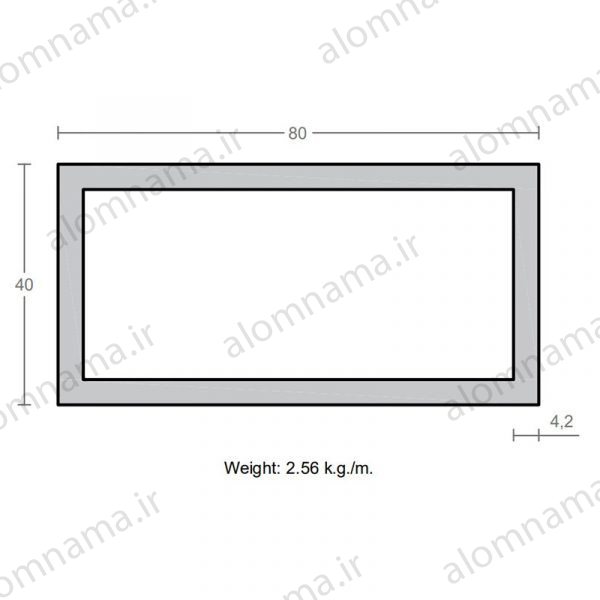 پروفیل قوطی آلومینیوم 4.2×40×80