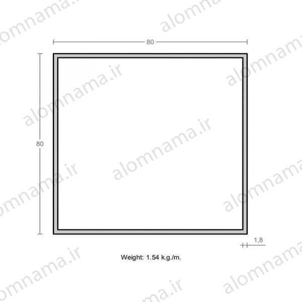 پروفیل قوطی آلومینیوم 1.8×80×80