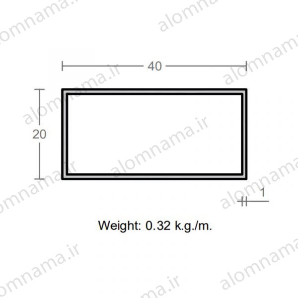 پروفیل قوطی آلومینیوم 1×20×40