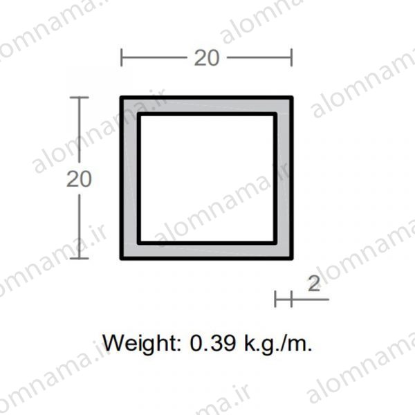 پروفیل قوطی آلومینیوم 2×20×20