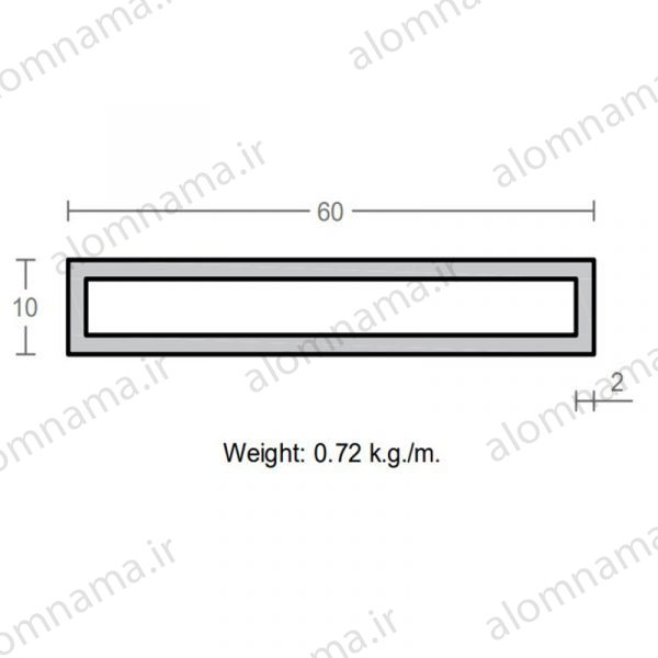 پروفیل قوطی آلومینیوم 2×10×60