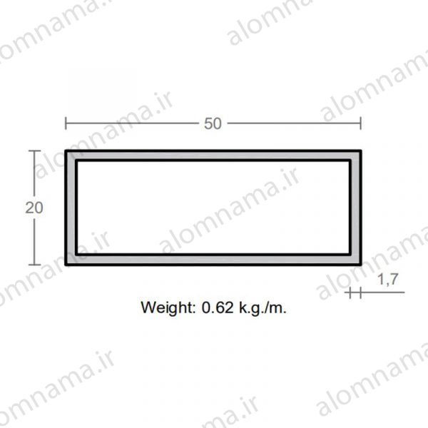 پروفیل قوطی آلومینیوم 1.7×20×50