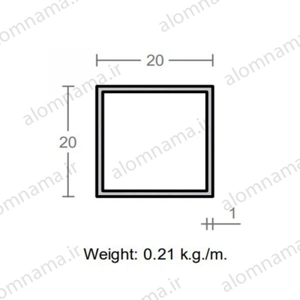 پروفیل قوطی آلومینیوم 1×20×20