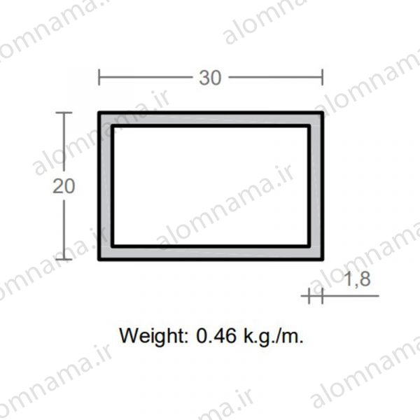 پروفیل قوطی آلومینیوم 1.8×20×30