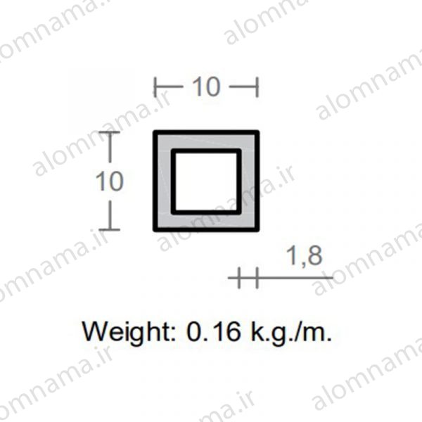 پروفیل قوطی آلومینیوم 1.8×10×10