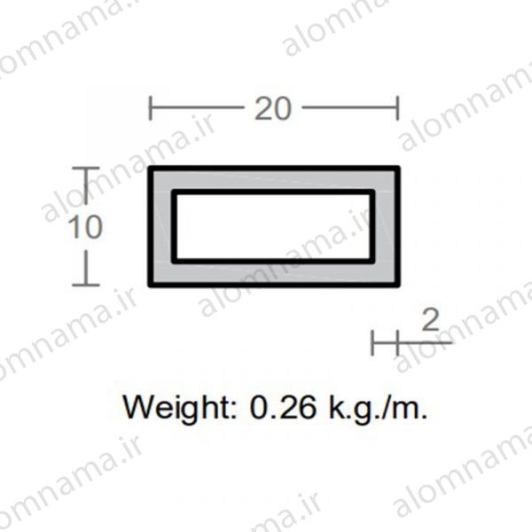 پروفیل قوطی آلومینیوم 2×10×20