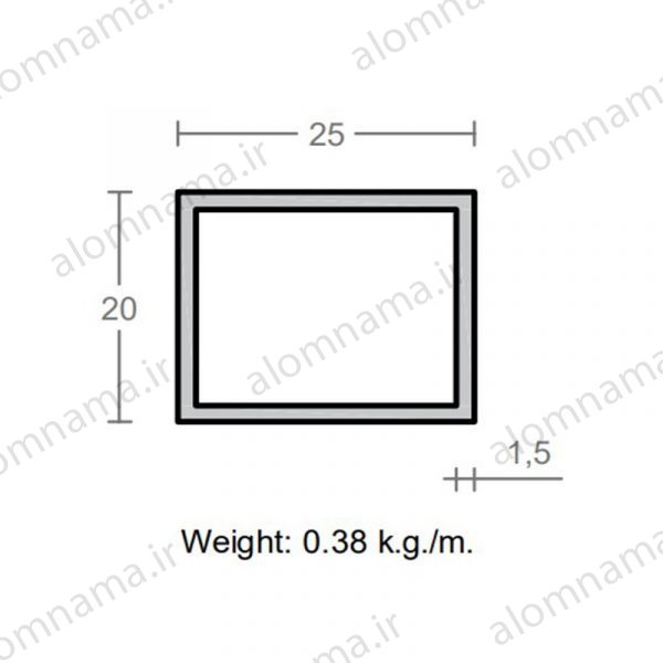 پروفیل قوطی آلومینیوم 1.5×20×25