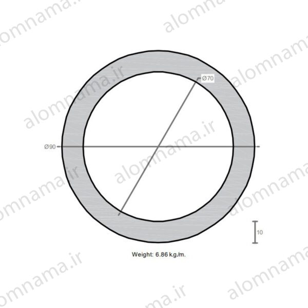 لوله آلومینیومی به قطر خارجی 90mm و ضخامت 10mm
