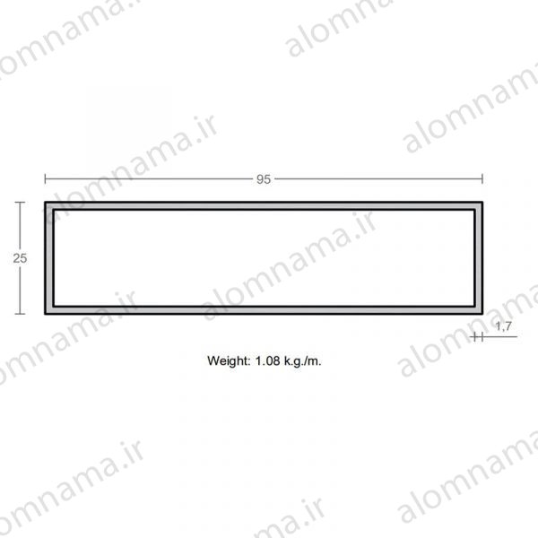 پروفیل قوطی آلومینیوم 1.7×25×95
